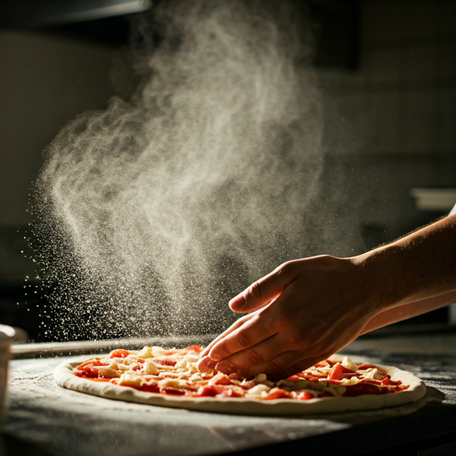 Pizzaiolo wyrabiający rzemieślnicze ciasto na pizzę