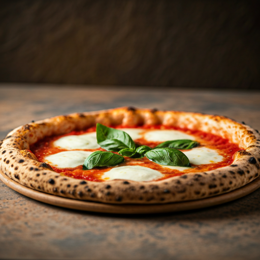Pizza Margherita z mozzarellą di bufala i bazylią na drewnianej desce