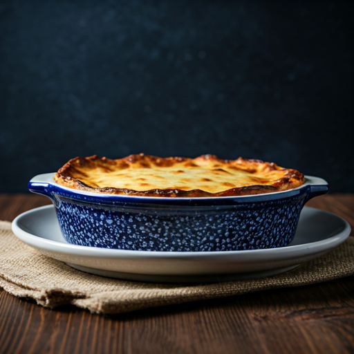 Tradycyjna grecka moussaka w glinianym naczyniu